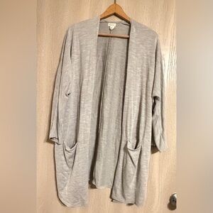 DONNI. Gray Striped Detail Open Cardigan